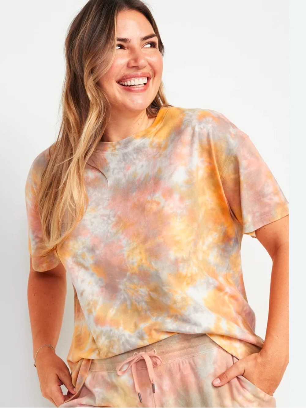 Old Navy Tie-Dye Short Sleeve Tee in Yellow Pink Gray